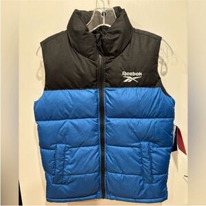 Reebok NEW Puffer Vest Boys Small Zip Front Blue Black Pockets